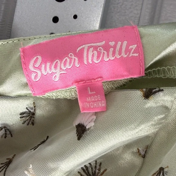 Sugar Thrillz Light Green Floral Dress - Picture 2 of 3
